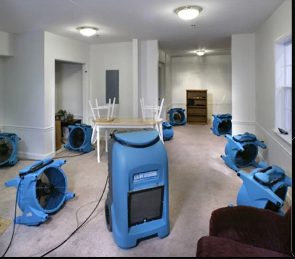 Air movers and dehumidifier setup for Water Extraction & Removal in Tampa